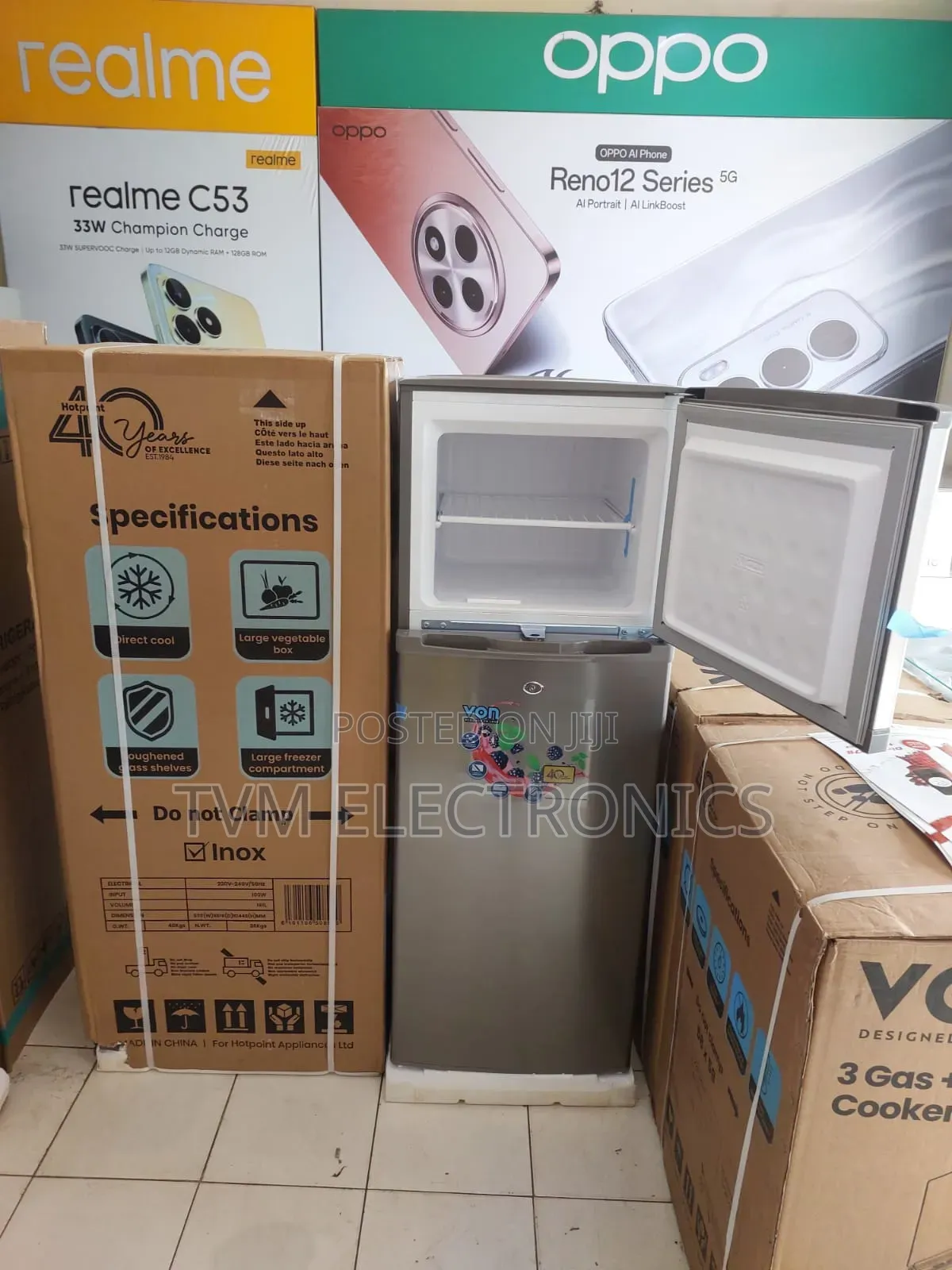 Von 181 Litres Double Fridge Inox