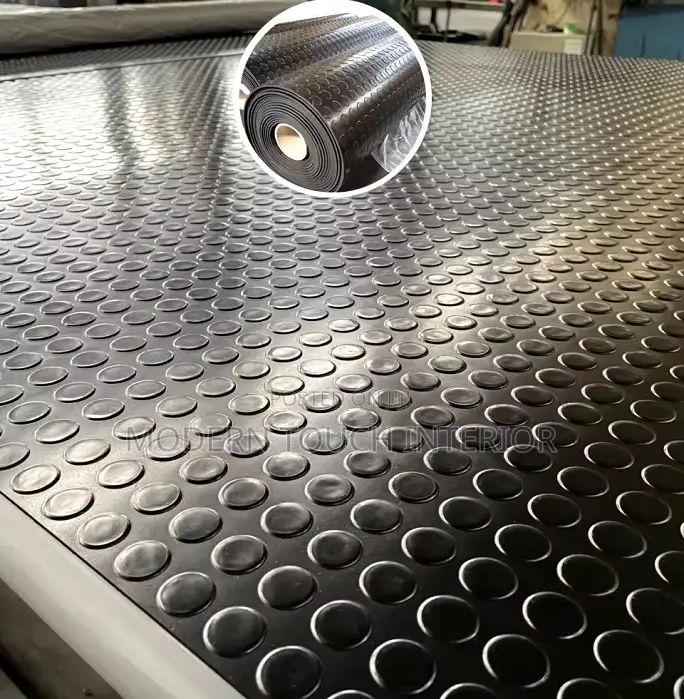 Black Rubber Coin Carpet - All Weather Resistant