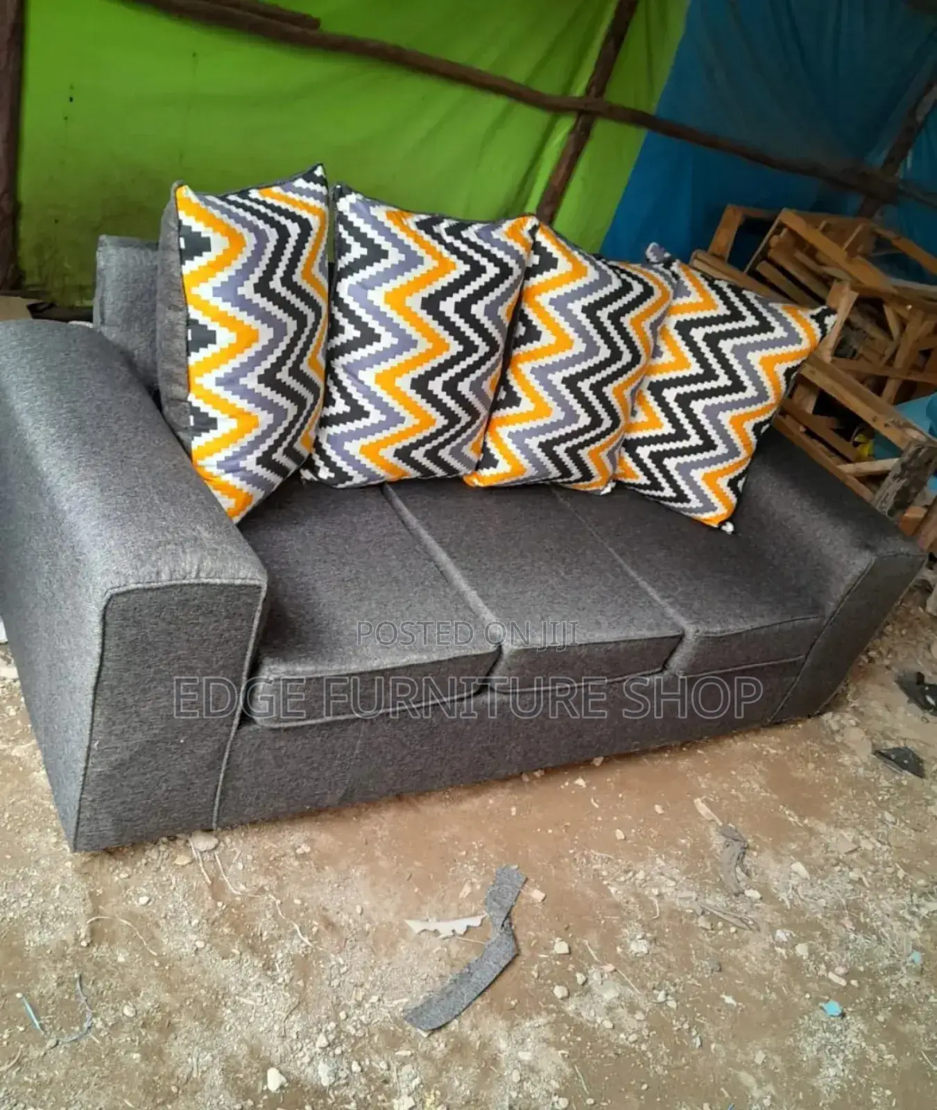 Floral Grey Three Seater Sofa Set on Sale