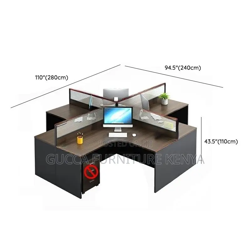 Workstation: Open View 4-Seater L-Fashioned Workstation