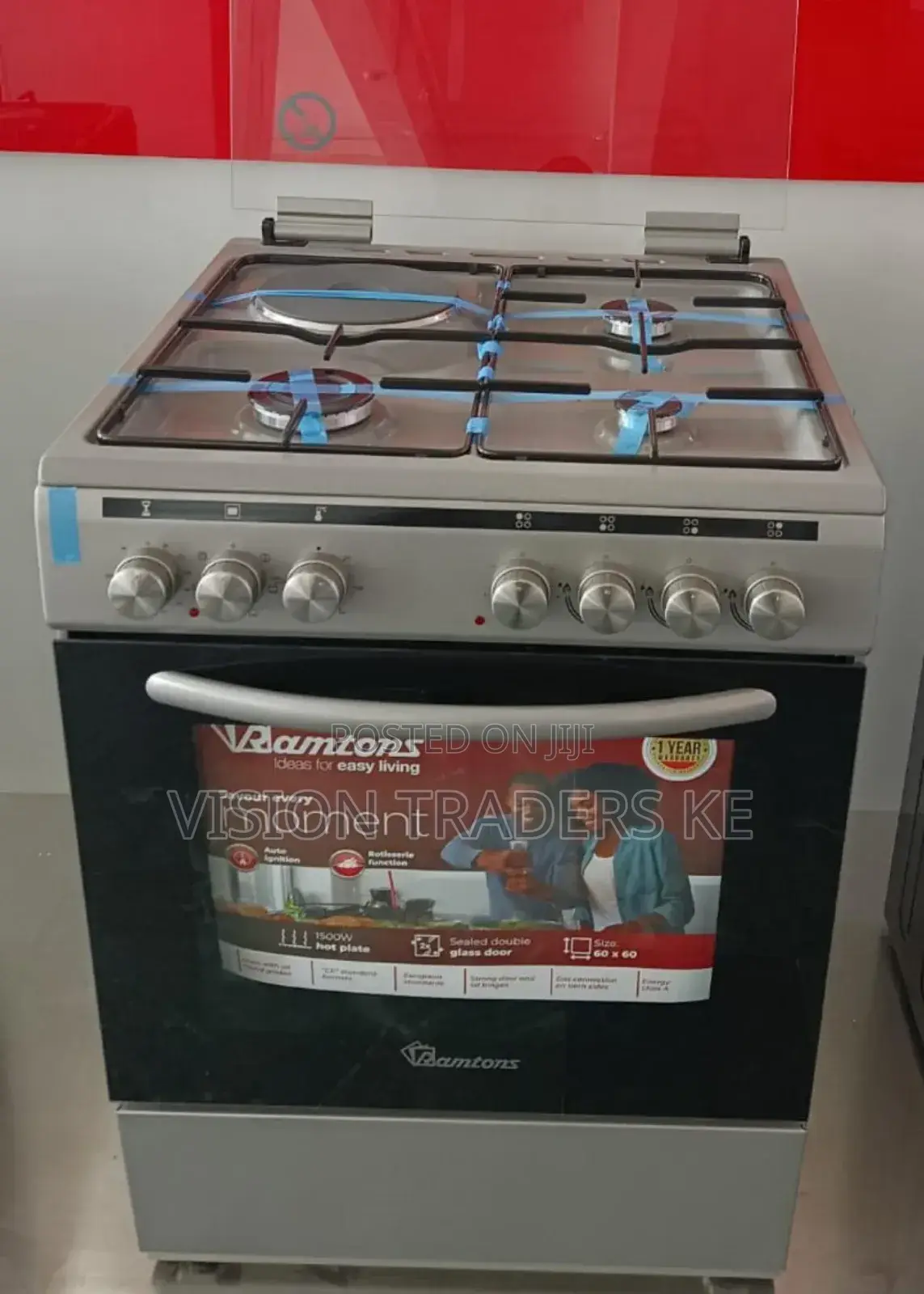 Ramtons 3G+1E 60*60cm SILVER COOKER - RC/606 Electric Oven