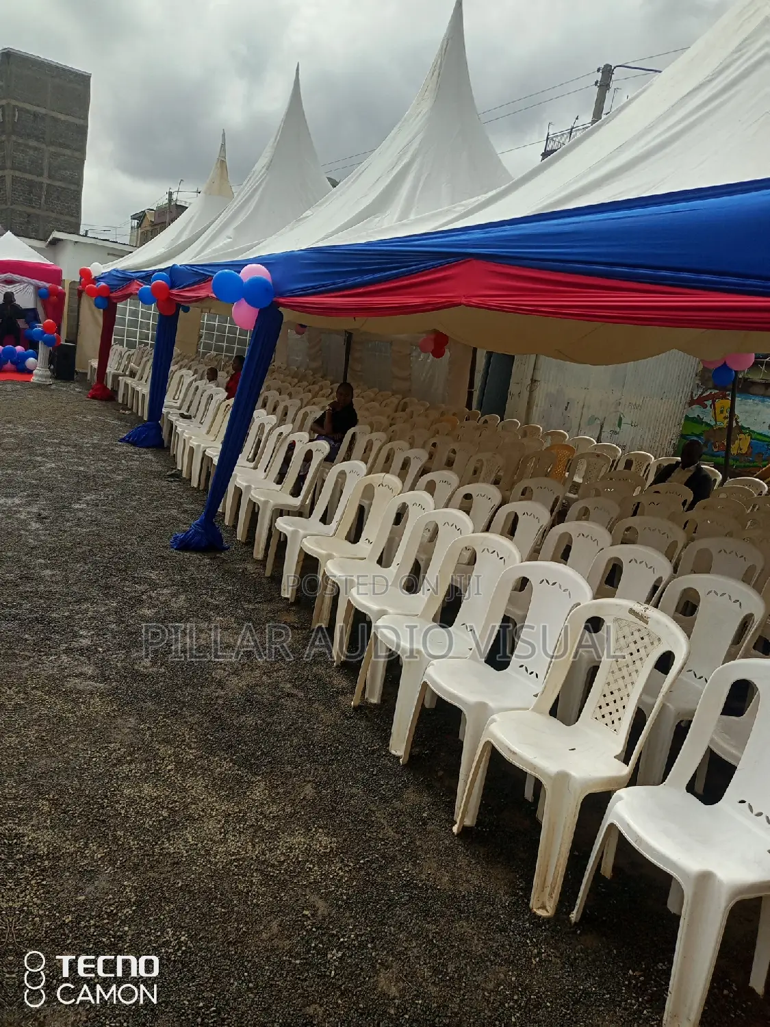 Big Drapped Tents Plastic Seats, Hire Seats, Tables Tent