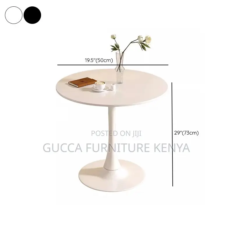 Dining Table: Chalk Timber Top Round Modern Dining Table