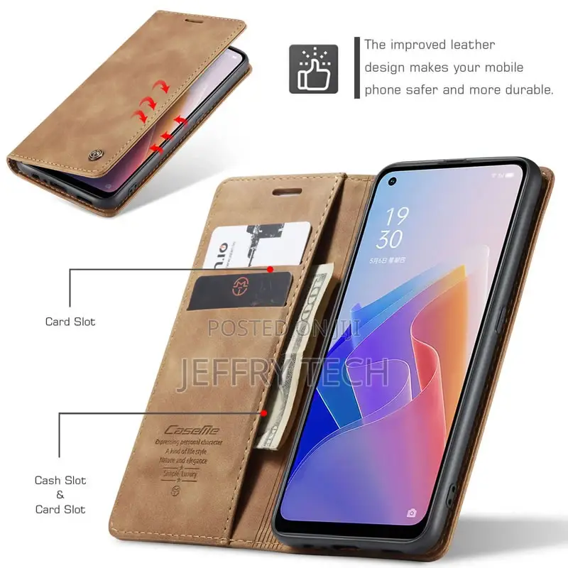 Caseme OPPO Reno 8 Lite Retro Flip Leather Wallet Case Brown