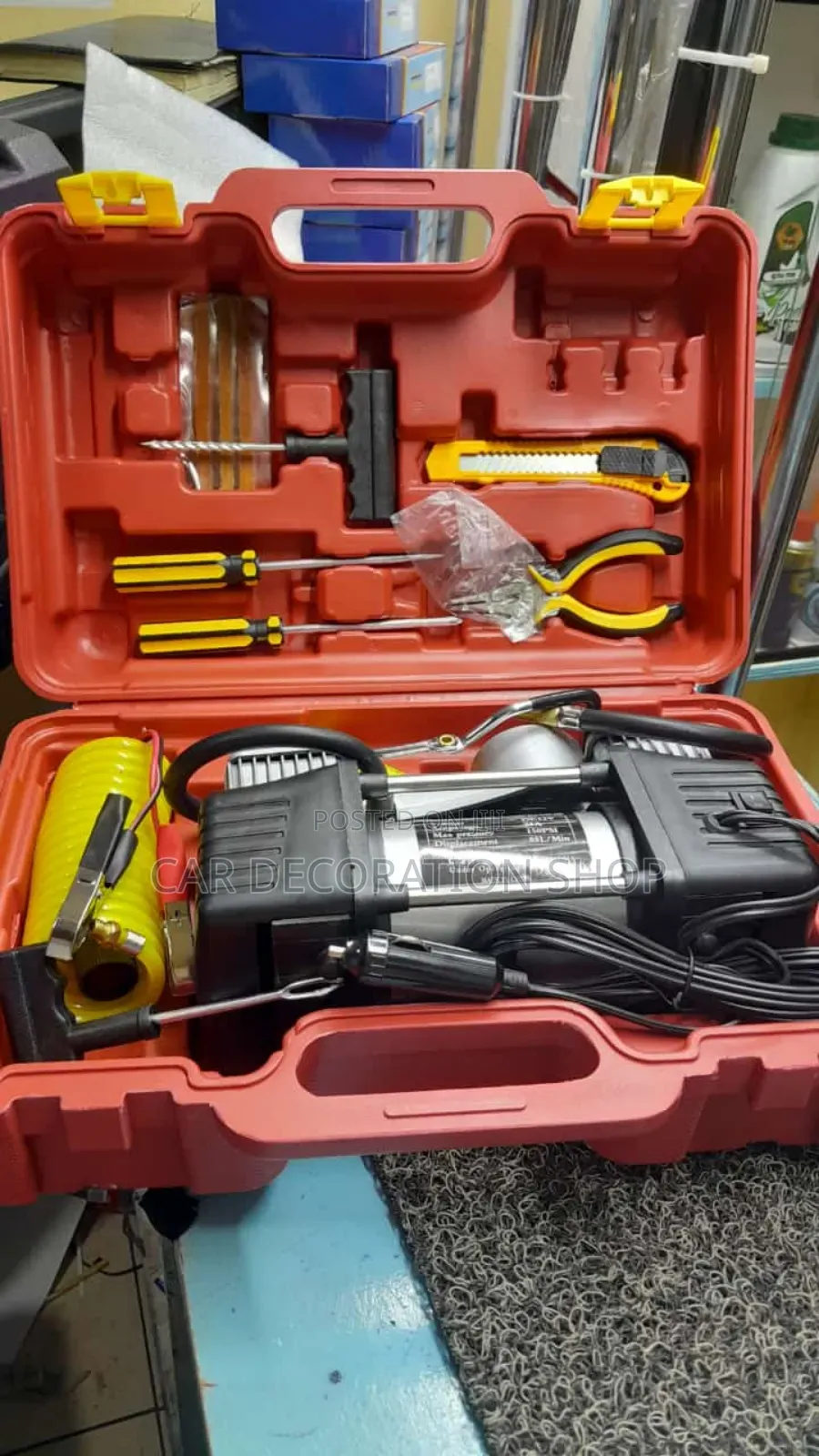 Emergency Twin Cylinder Inflator With Flat Tire Repair Tools