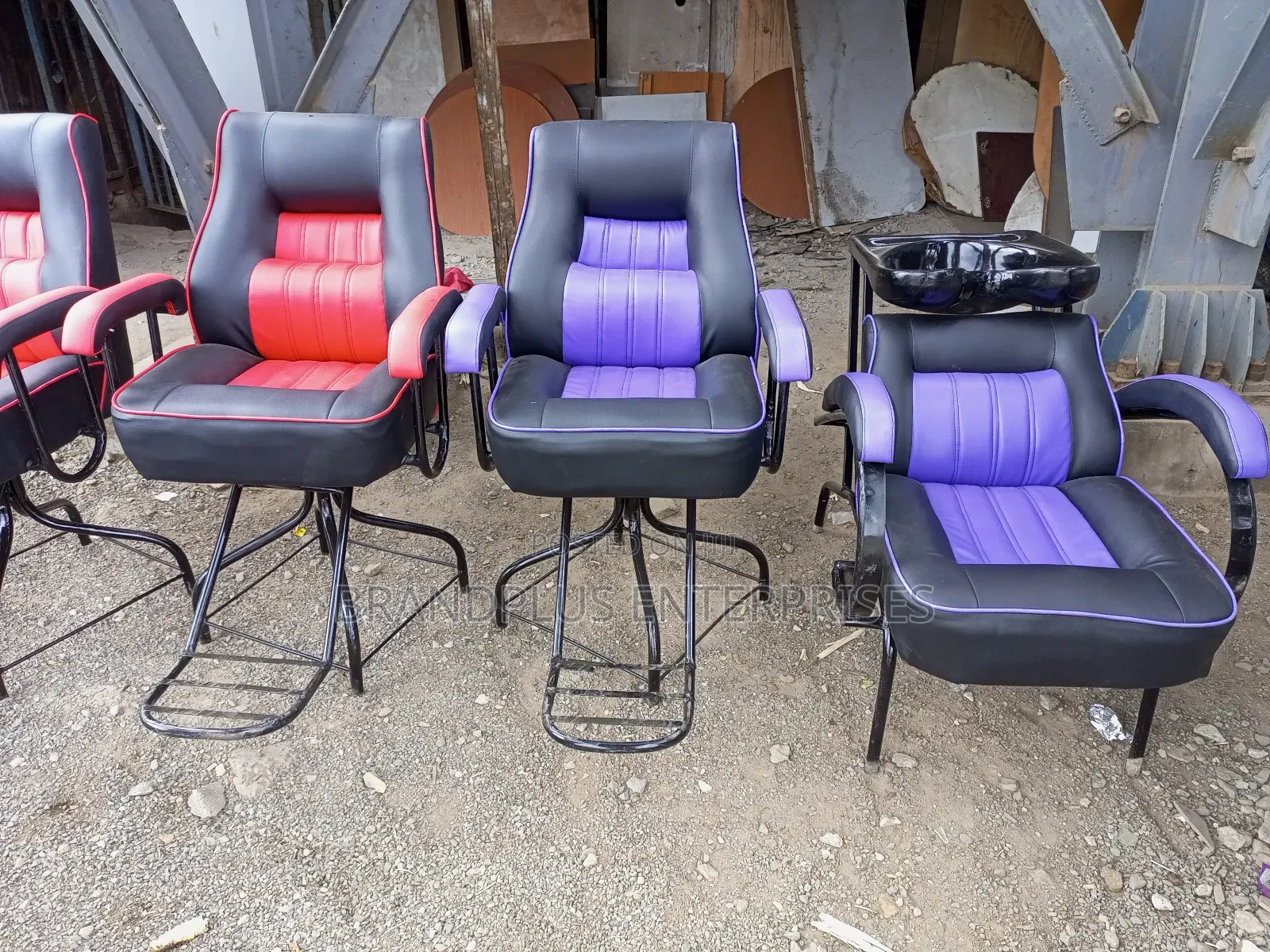 2 Barber Seats and Washing Sink
