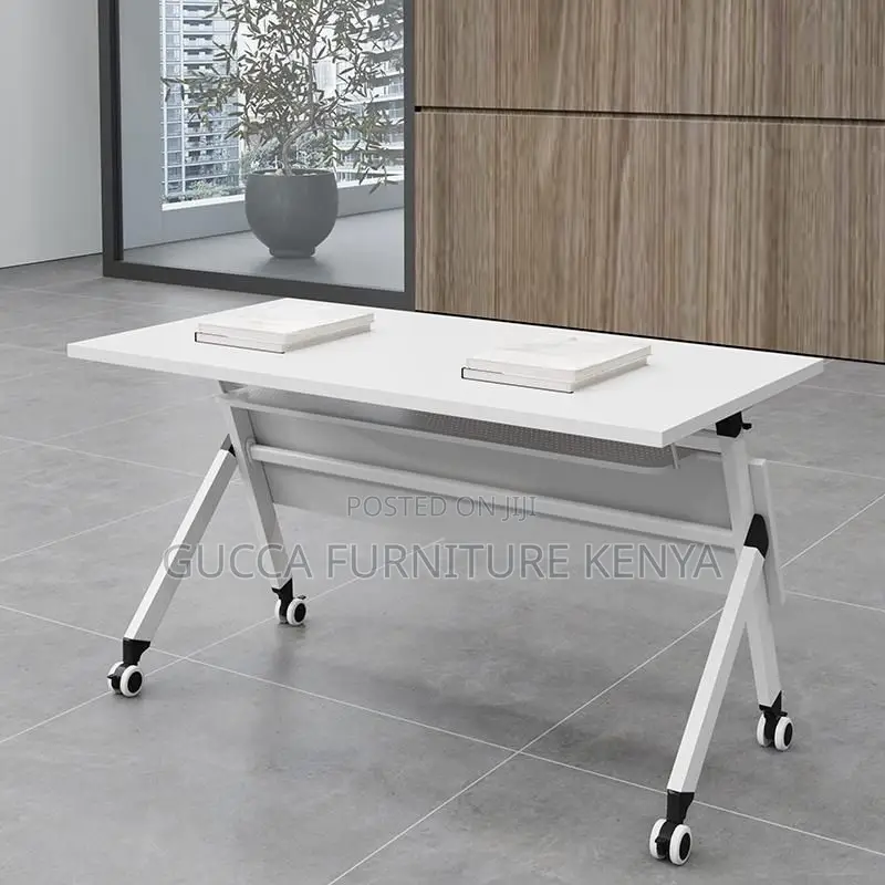 Office Table:Compact Foldable Study Table With Caster Wheels