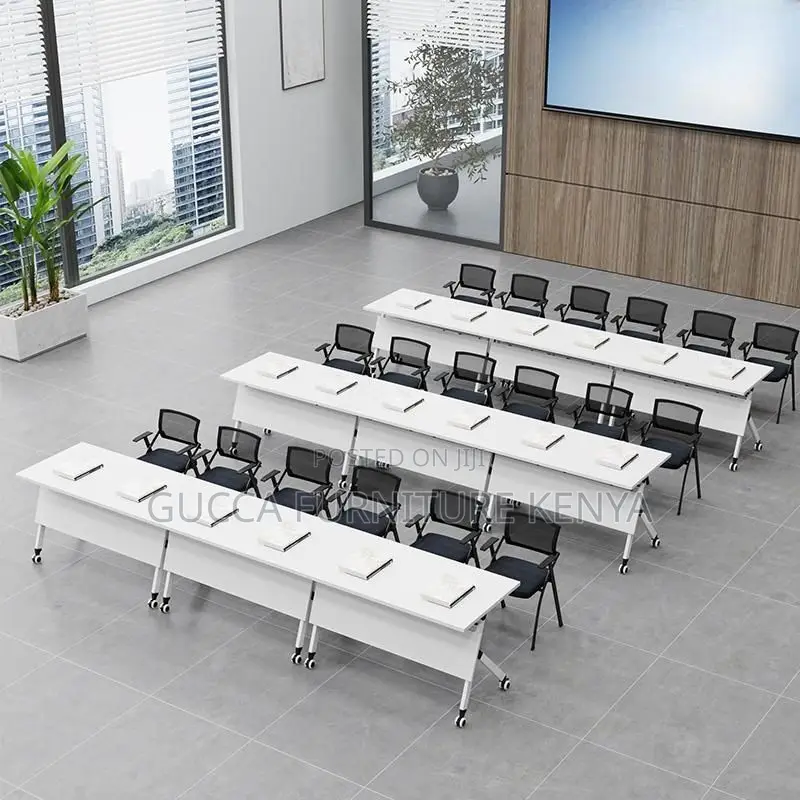 Office Table:Compact Foldable Study Table With Caster Wheels