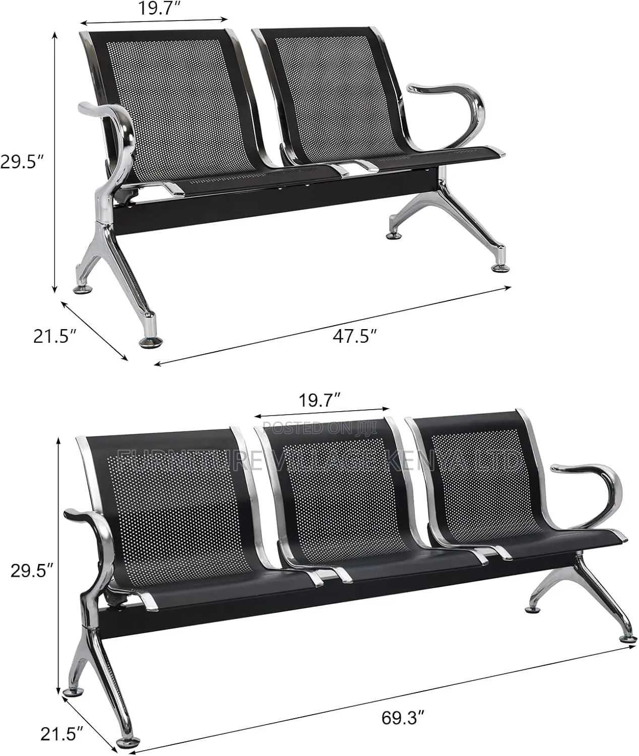Office Reception Benches; 3 Seat Waiting Room Chairs