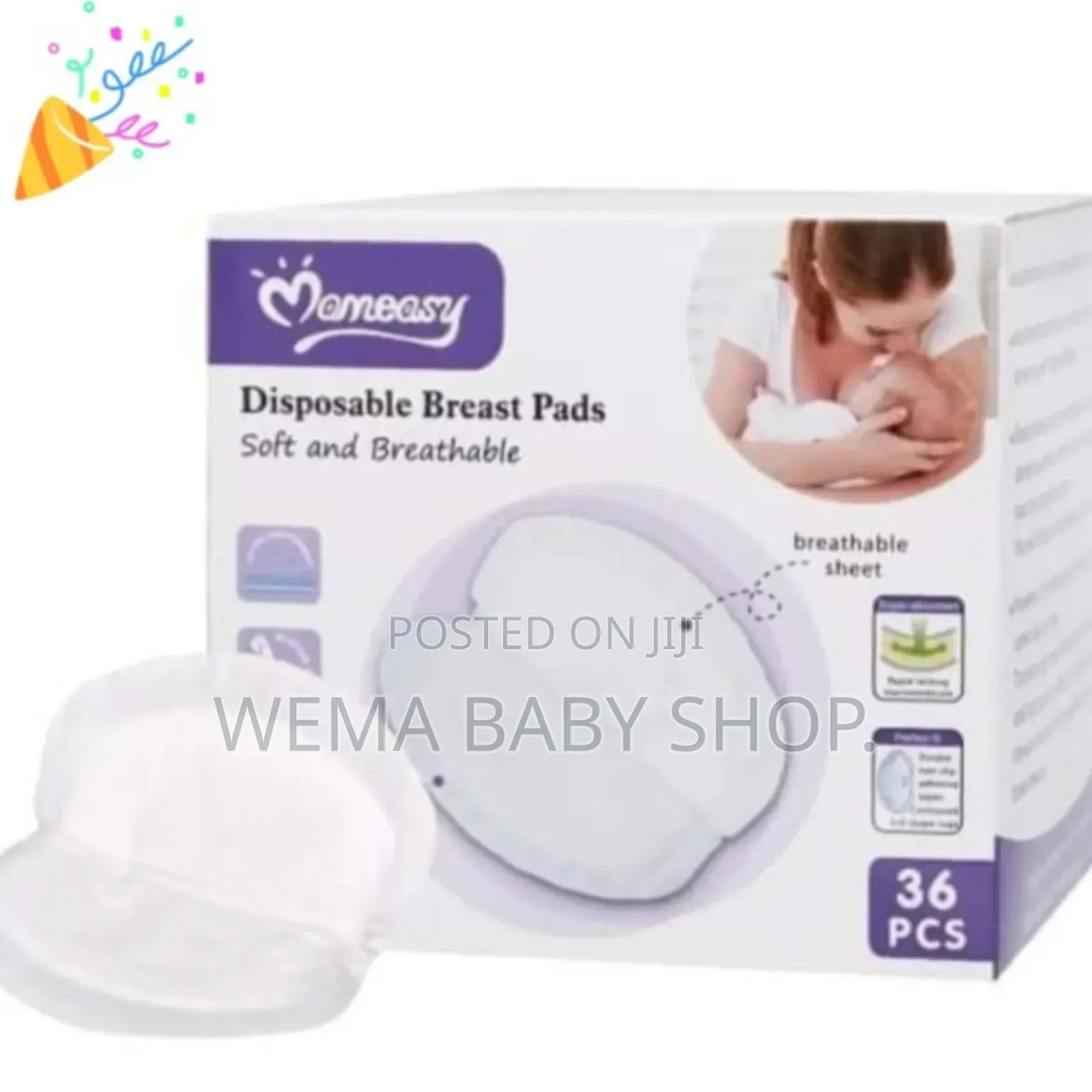 36pcs Soft Breathable Momeasy Disposable Breast Pads