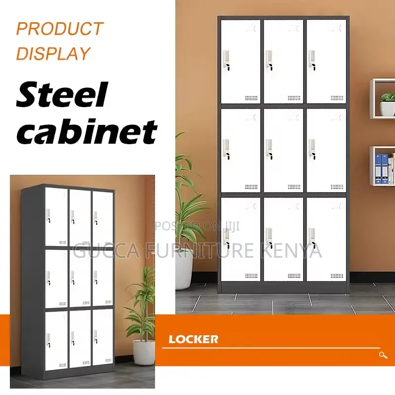 Cabinets: Modern Chalk 9-Locker Office Filing Cabinet