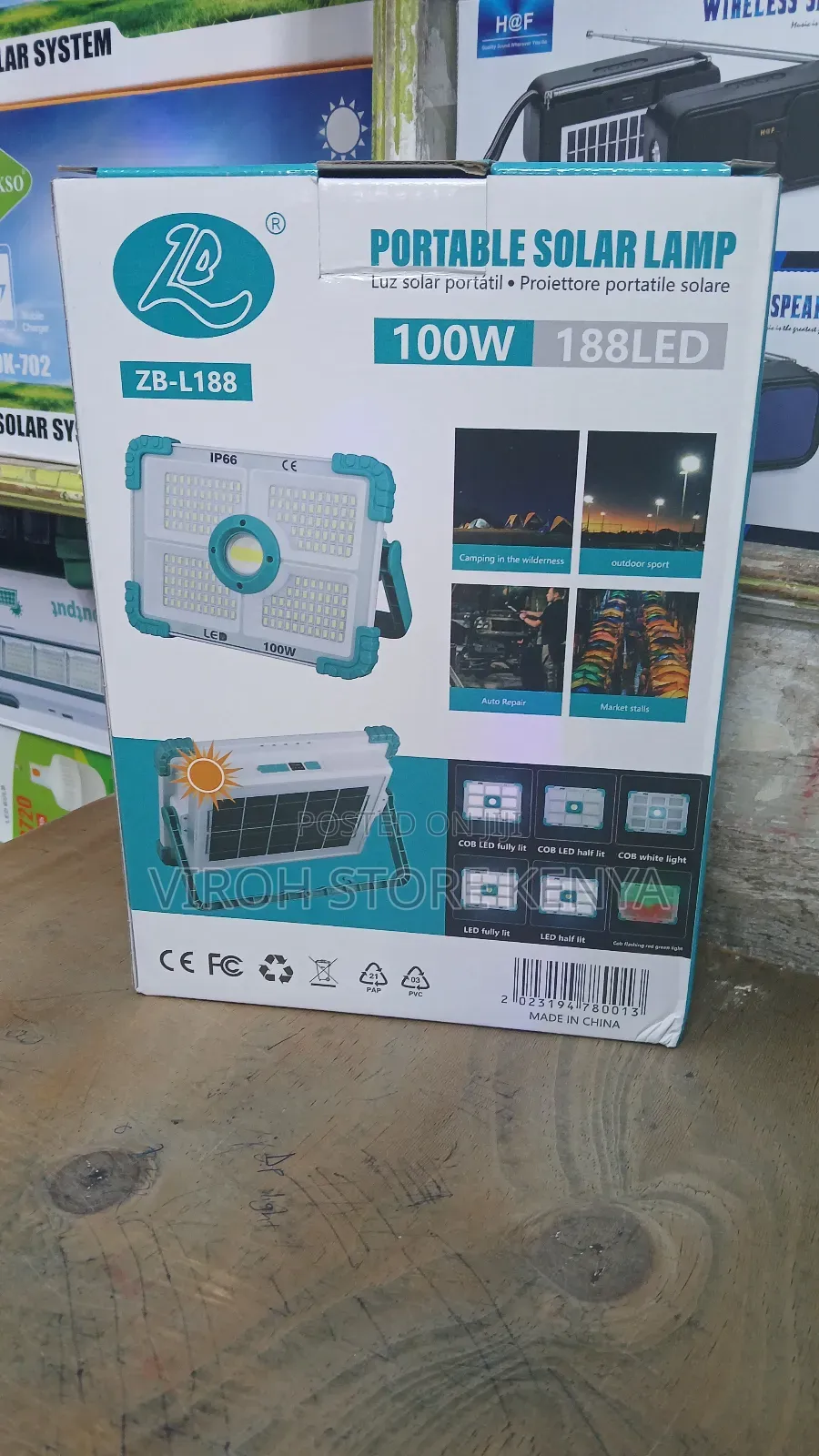 Portable Solar Lamp 100 Watts Rechargeable Floodlight La