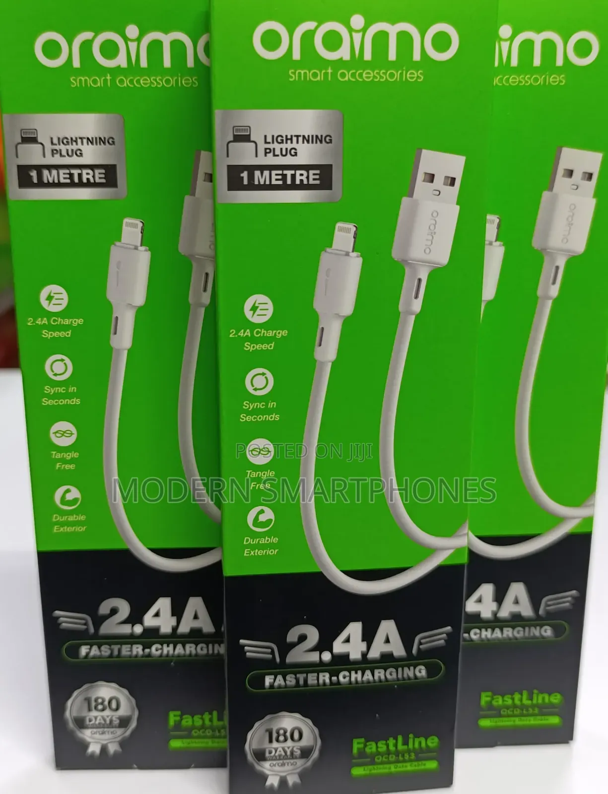 Oraimo iPhone Data Cable Duraline 2 OCD-L53 – White