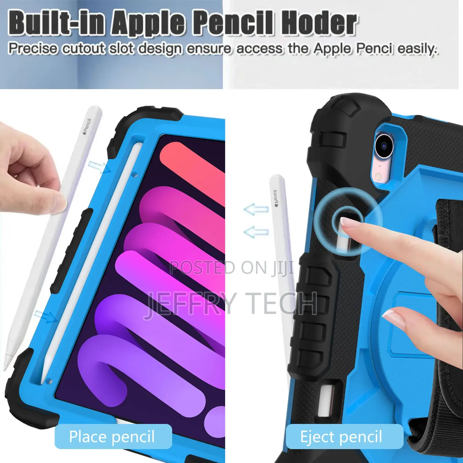iPad Mini 6 2021 Shockproof Cover With Swivel Stand-Blue