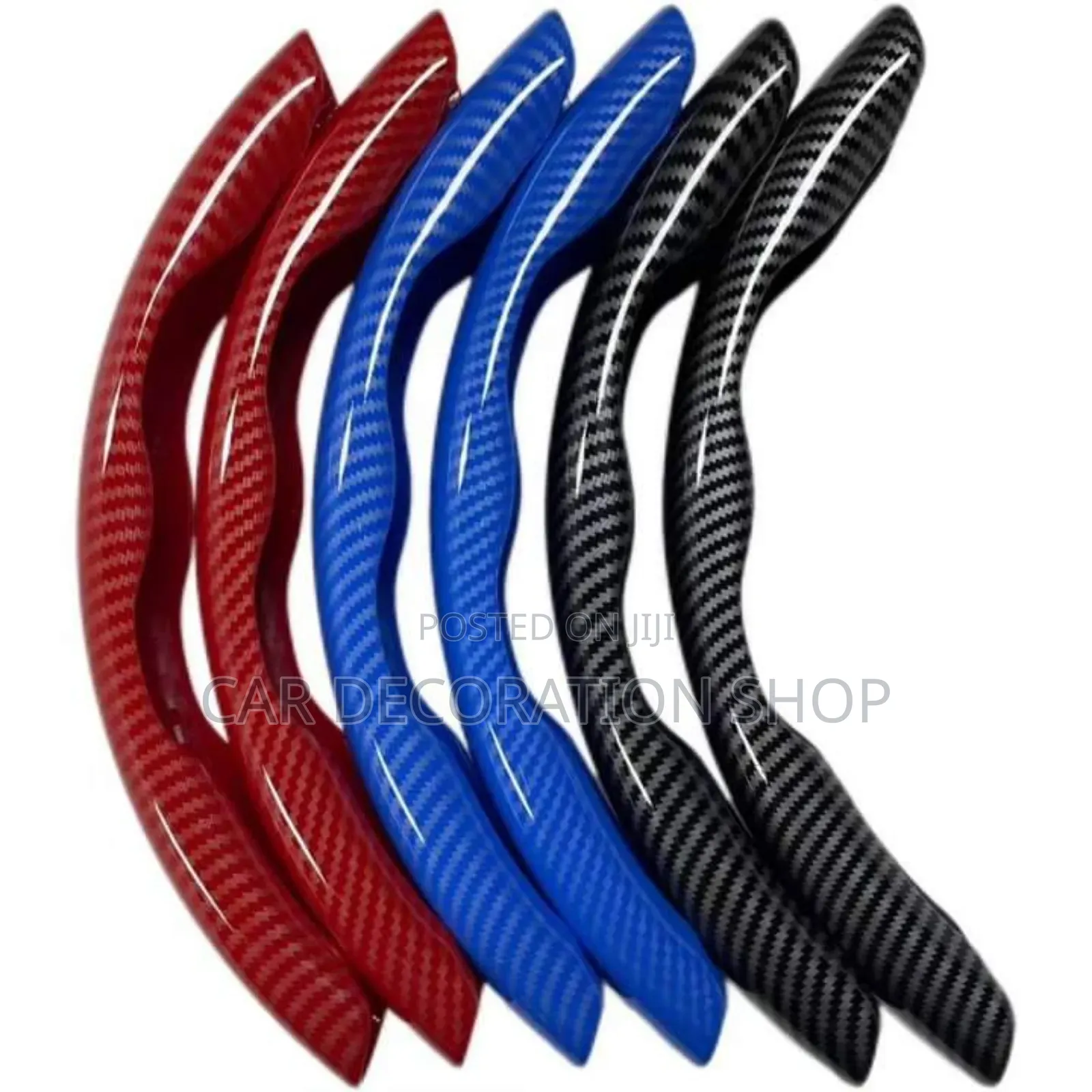 2pc Carbon Black Antiskid Steering Wheel Cover Universal