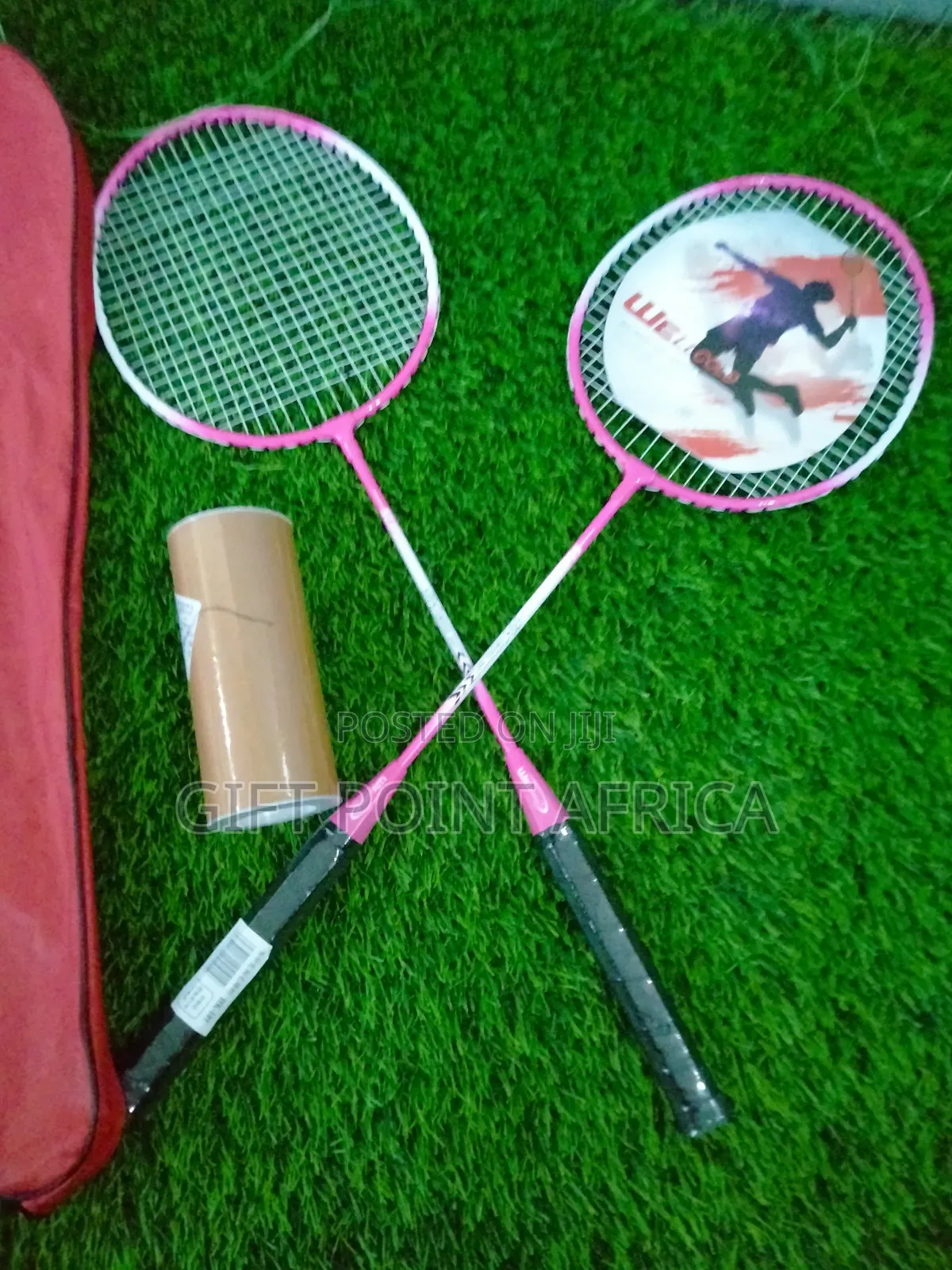Pink Badminton Racket With 2 Racket and 3 Shuttlecock