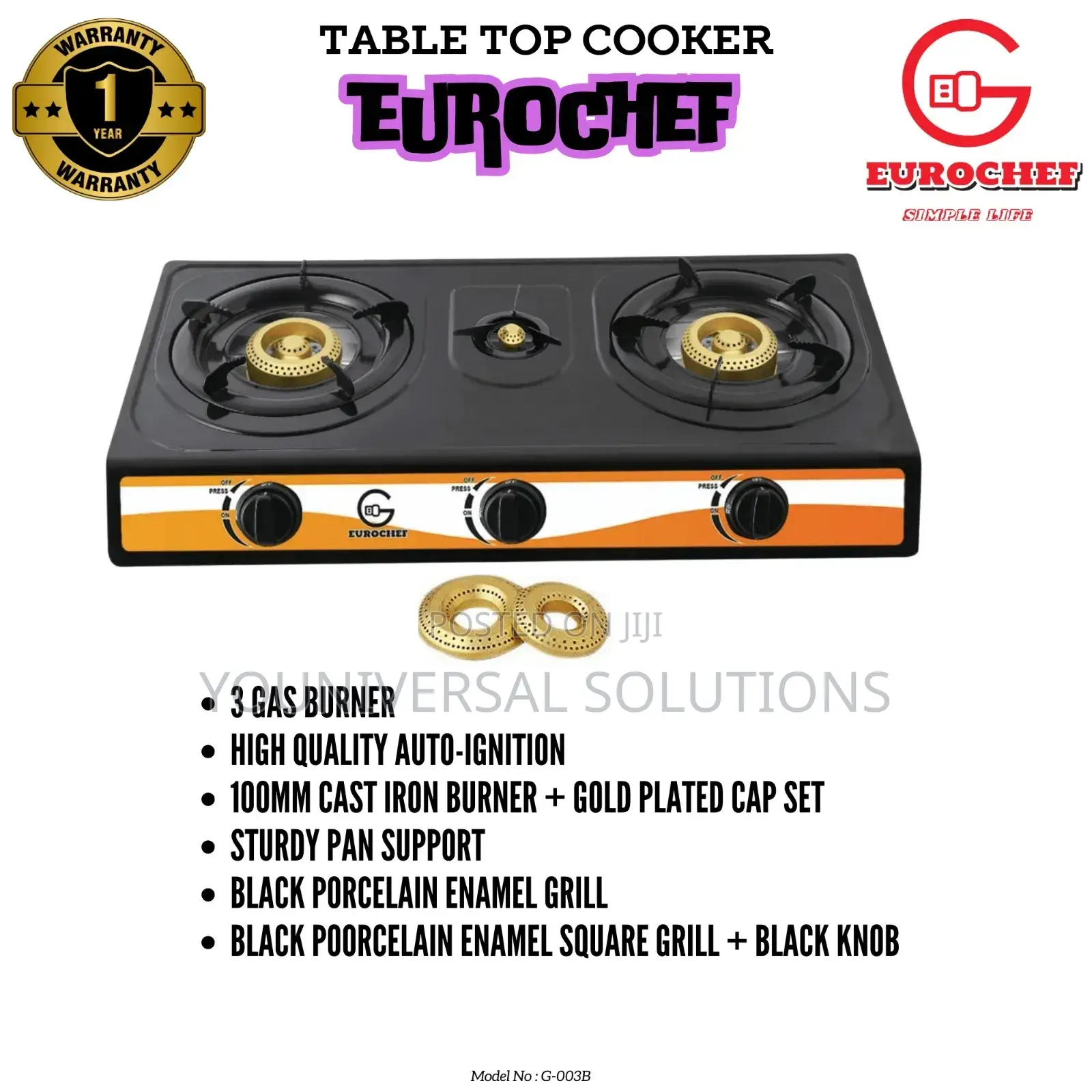 Eurochef 3 Burner Gas Table Top