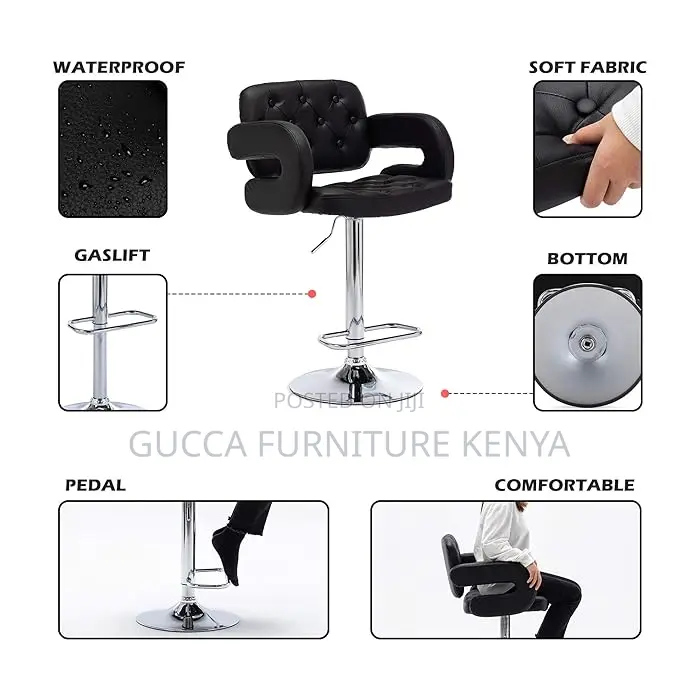 Home Chairs: Black Pu Swivel Faux Leather Barstool