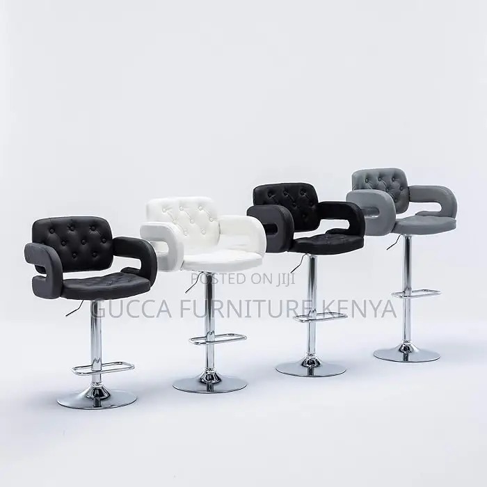 Home Chairs: Black Pu Swivel Faux Leather Barstool