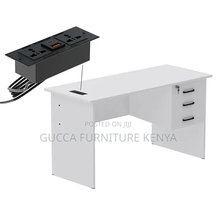 Office Furniture: White Wooden Study Writing Table
