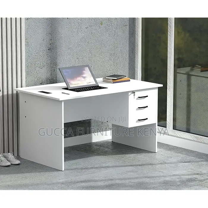 Office Furniture: White Wooden Study Writing Table