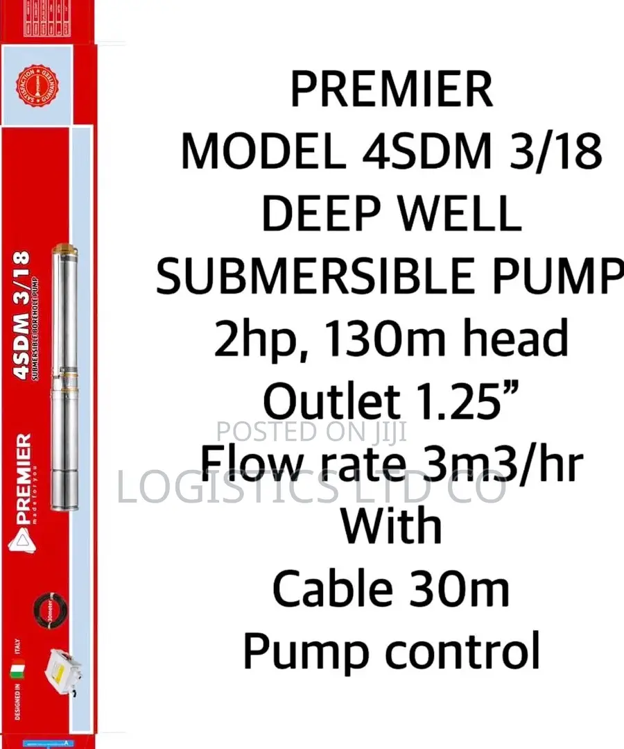 Premier Deep Well Submersible Pump 2hp 130m 11⁄2inch