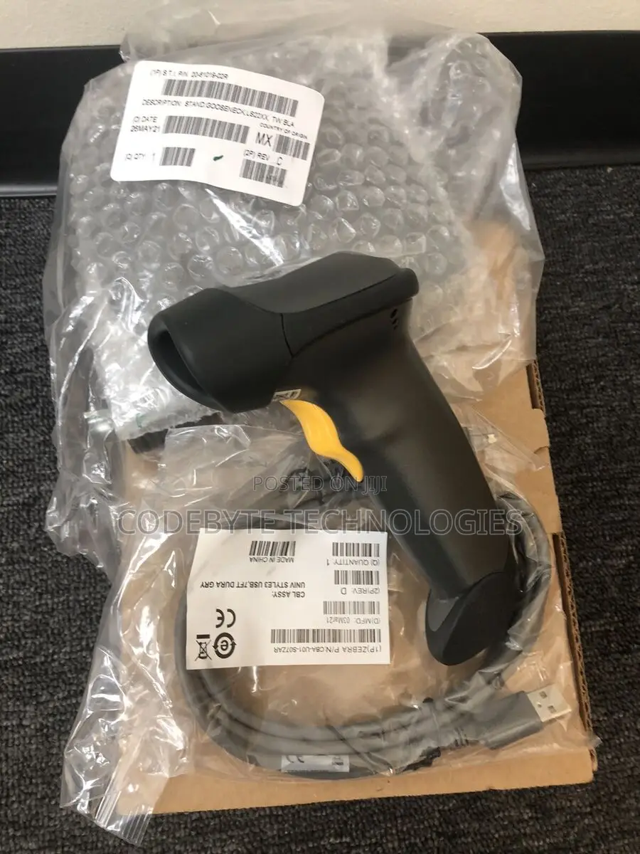 Zebra Symbol Barcode Scanner Kit LS2208 USB With Stand