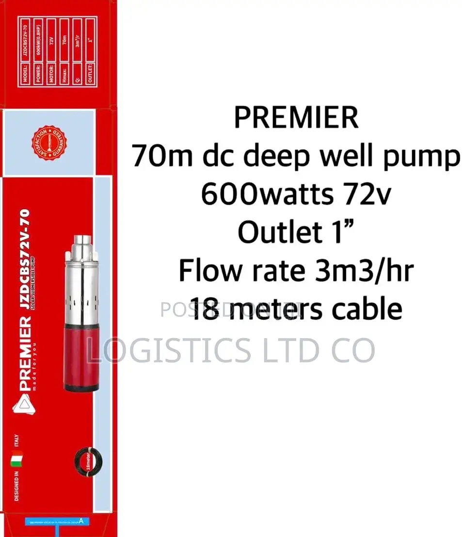 Premier 70m Dc Deep Well Submersible Pump 600w 1inch