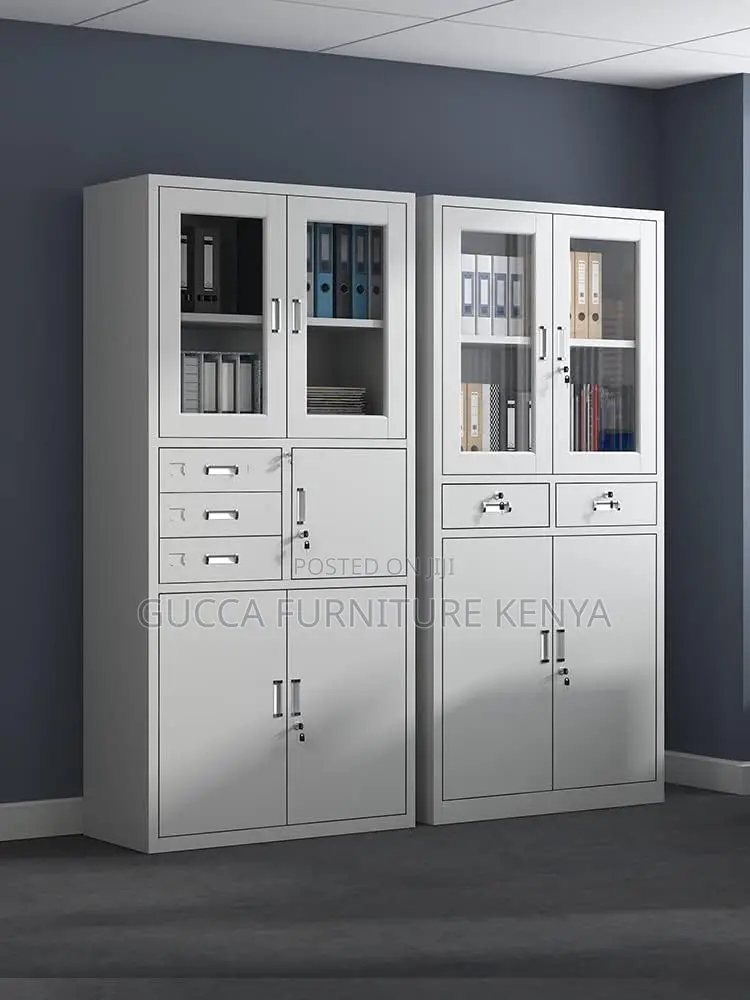 Cabinets:2-Door Half Glass Office Filling Safe Cabinet