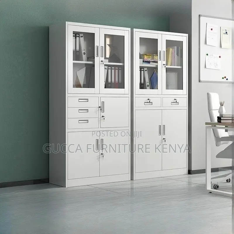 Cabinets:2-Door Half Glass Office Filling Safe Cabinet