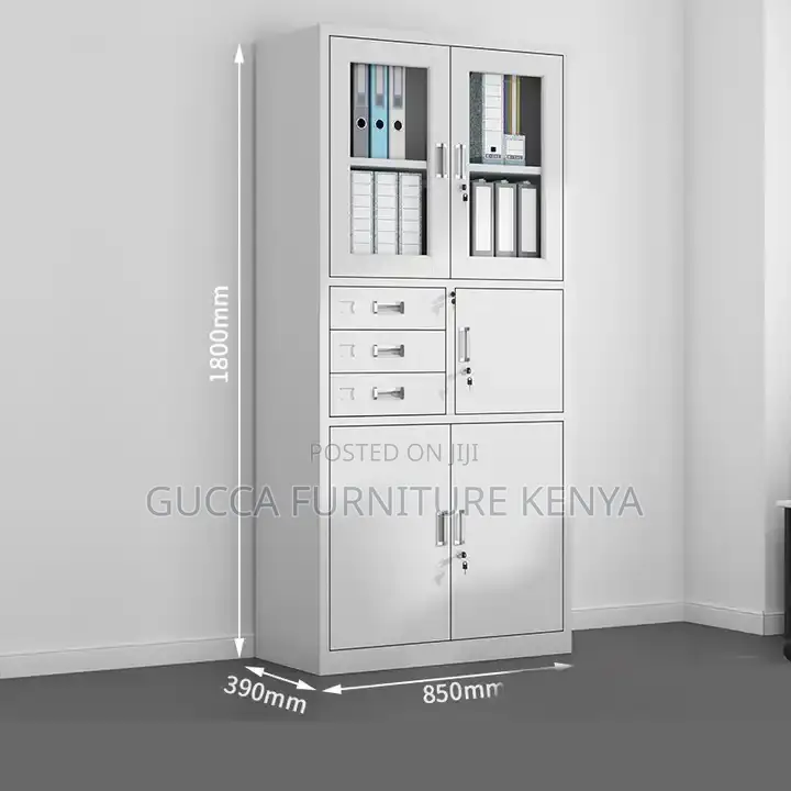 Cabinets:2-Door Half Glass Office Filling Safe Cabinet