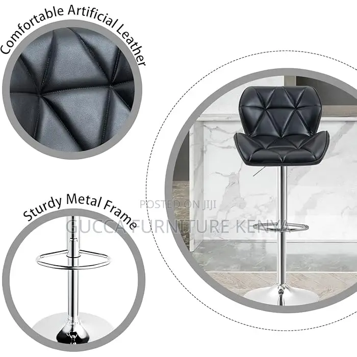 Home Chairs: Leather Padded Barstool With Back and Footrest
