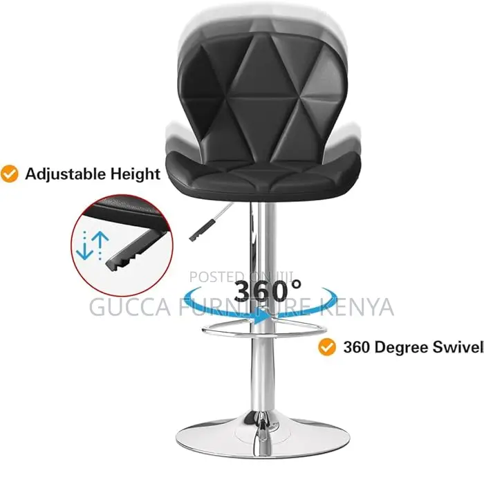 Home Chairs: Leather Padded Barstool With Back and Footrest