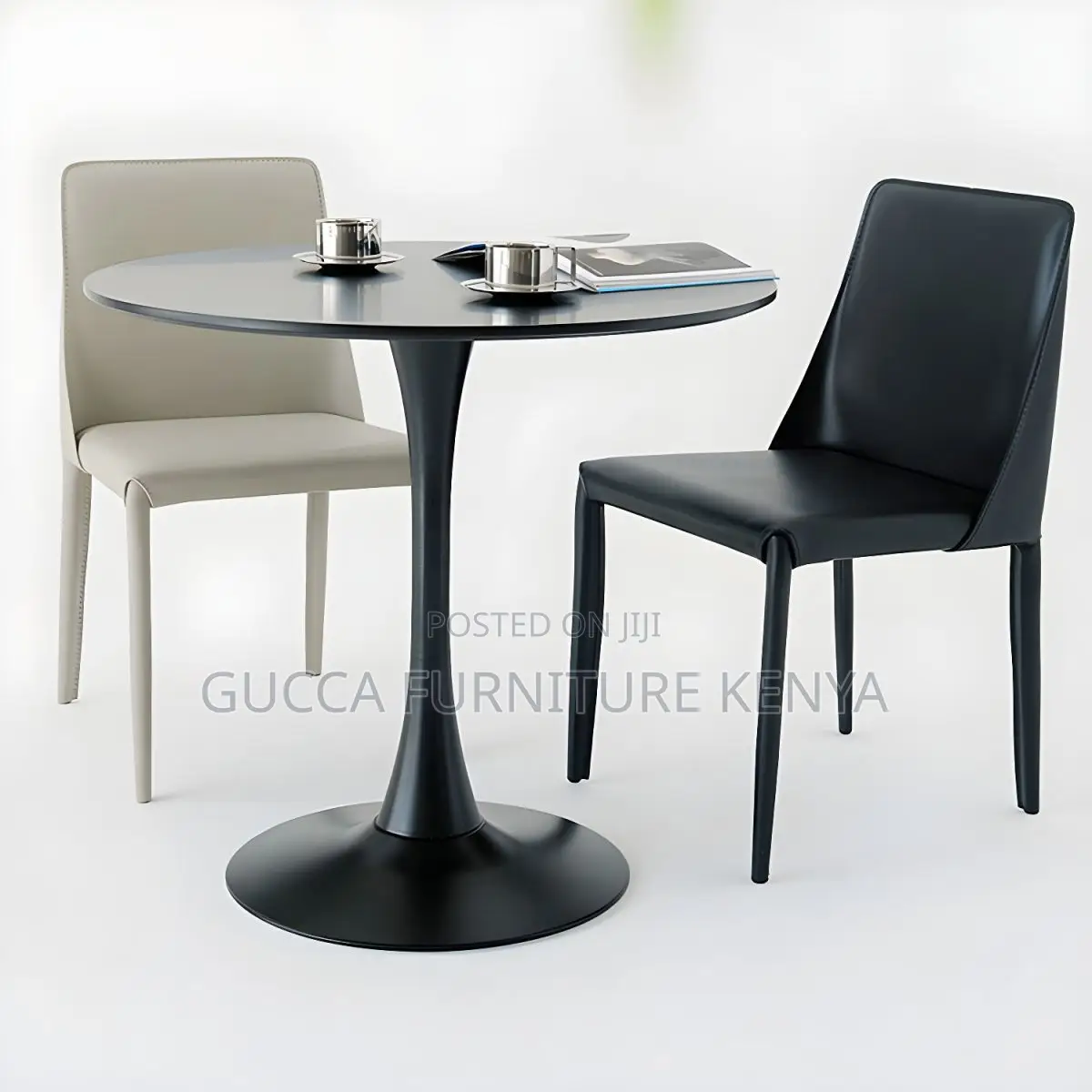 Dining Tables: Black Round Wood Modern Tulip Dining Table