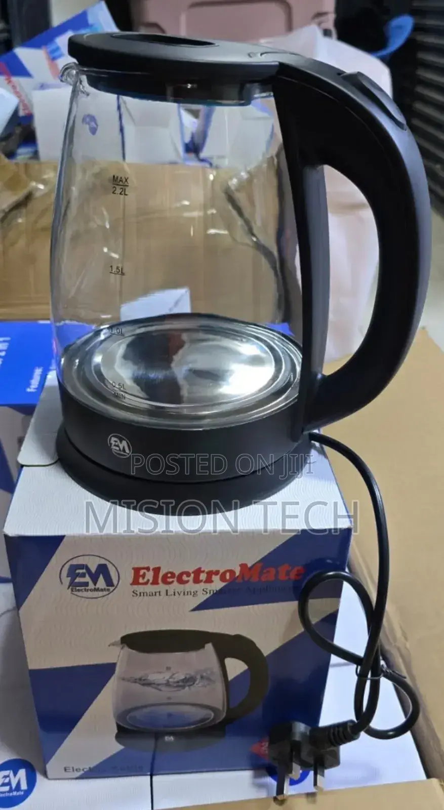 Em Glass Kettle 2.0l Electromate Kettle Electric Jug Heater.