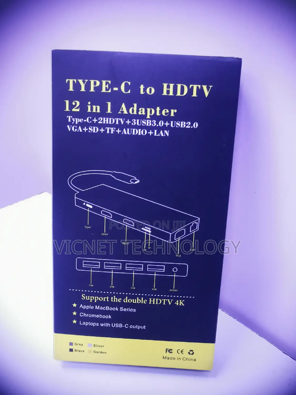 12 Ports USB Type C Hub With Hdmi, USB 3.0,Lan,Vga,Audio Etc