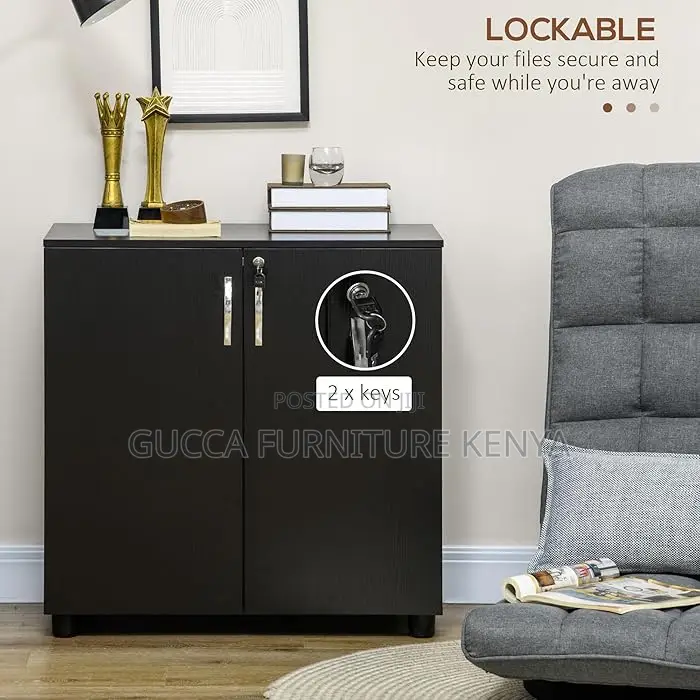 Cabinets: 2-Tier Wooden Credenza Office Cabinet