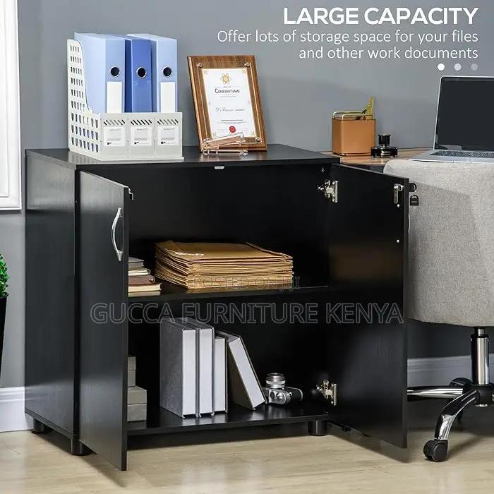 Cabinets: 2-Tier Wooden Credenza Office Cabinet