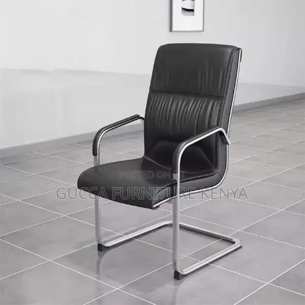 Office Chairs: Executive Black Leather Visitor Office Chair