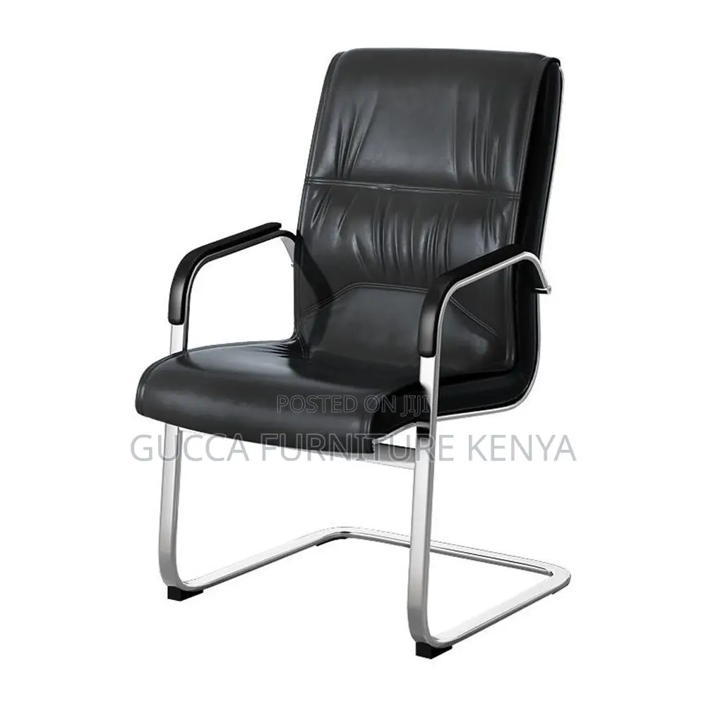 Office Chairs: Executive Black Leather Visitor Office Chair