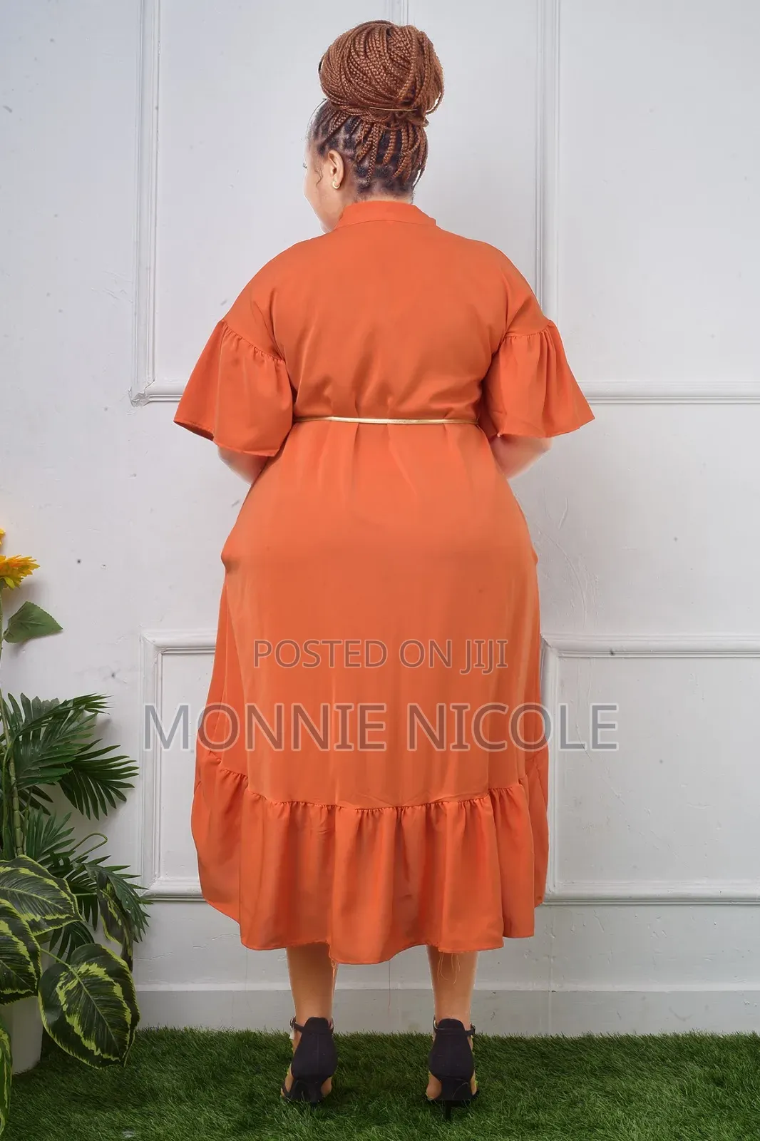 Stylish Orange High Low Dress