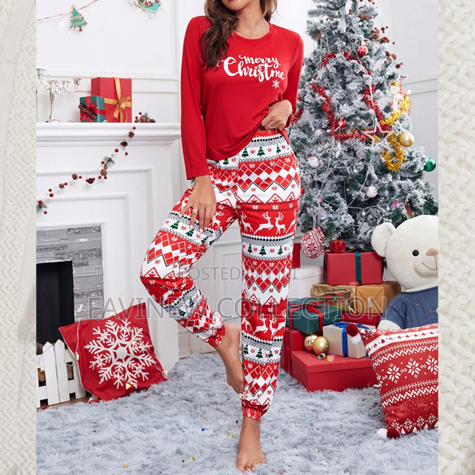 Ladies Christmas Pajamas Xmass Sleepwear Nightwear Outfits