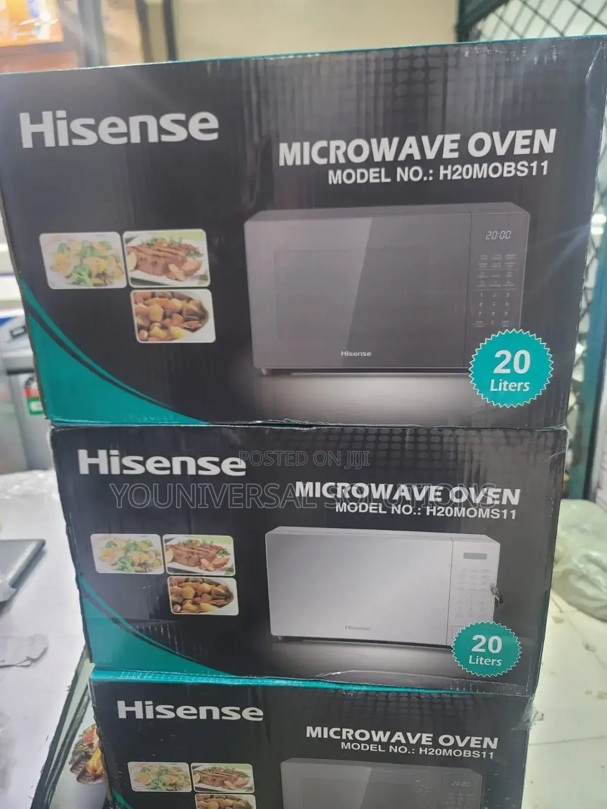 Silver and Black Hisense Digital Microwave