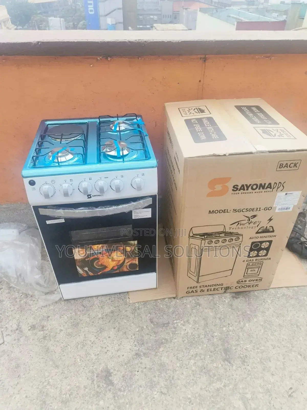 White Sayona 3gas+1 Electric Plate Standing Cooker
