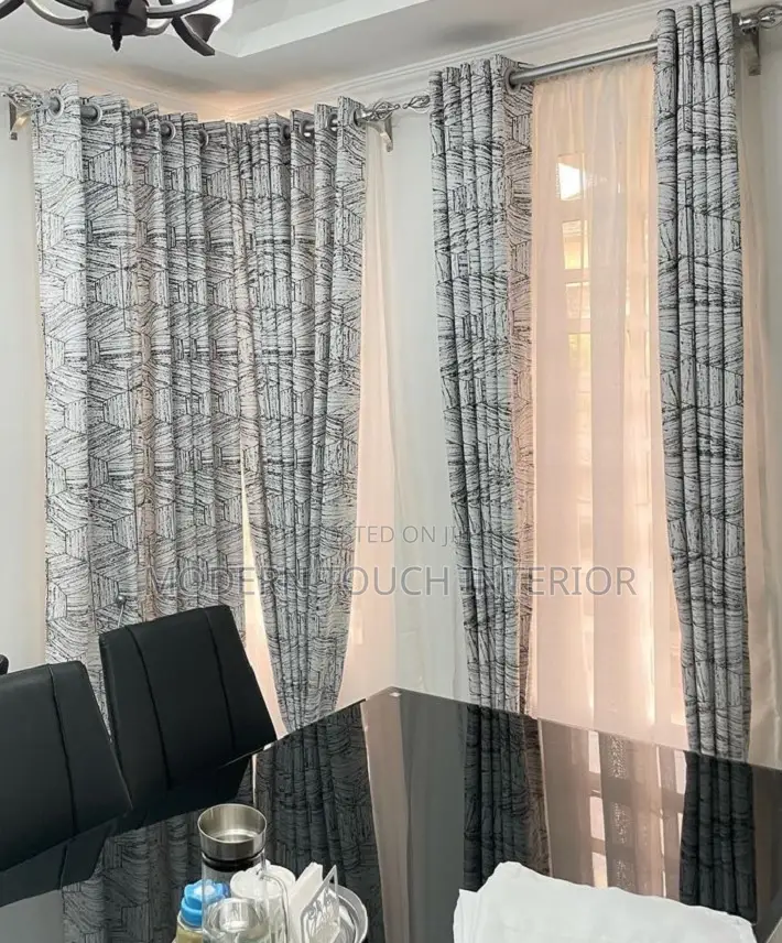 Patterned White Printed Curtains