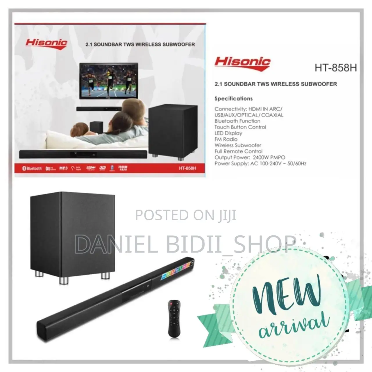 Hisonic 2.1 Soundbar Wireless Subwoofer