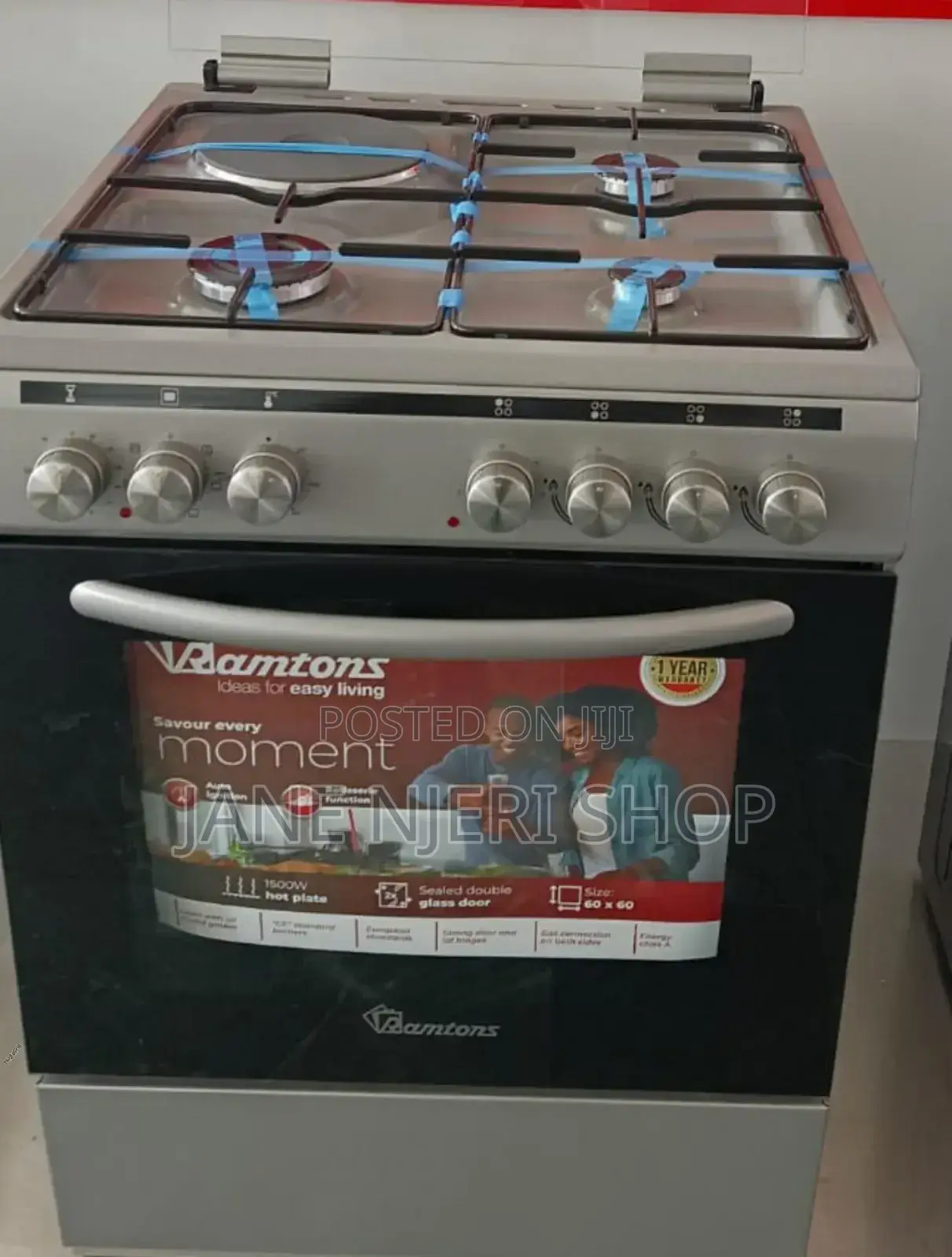 Ramtons 3G+1E 60X60 Silver Cooker - Rc (1yr Wrty) Rm/60
