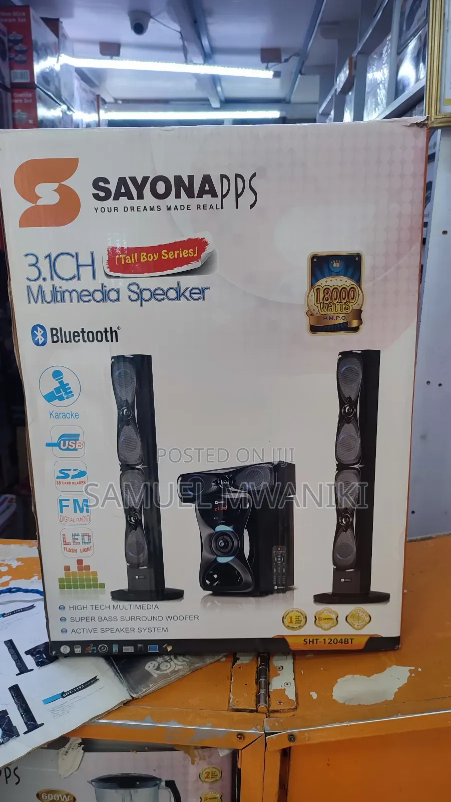Sayona 3.1 Ch Tall Boy Subwoofer SHT 1204BT Powerful Audio