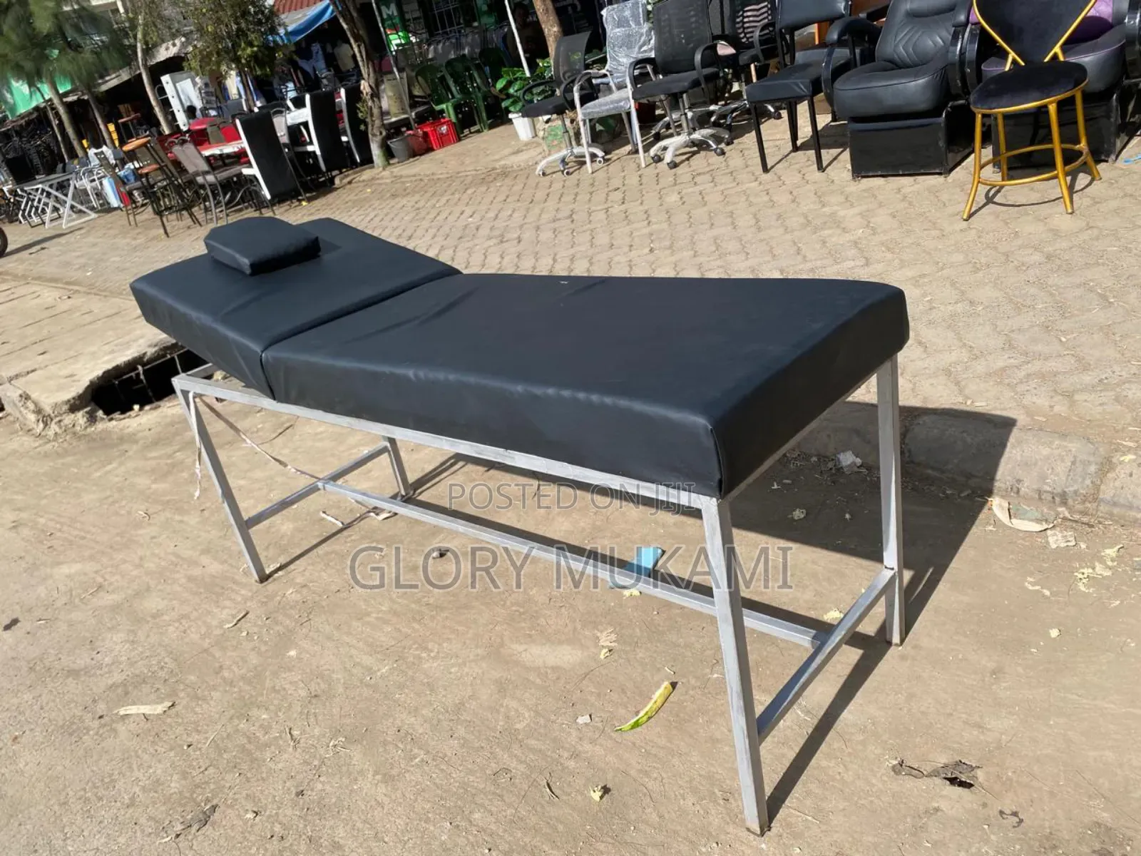 Black Leather Massage Bed