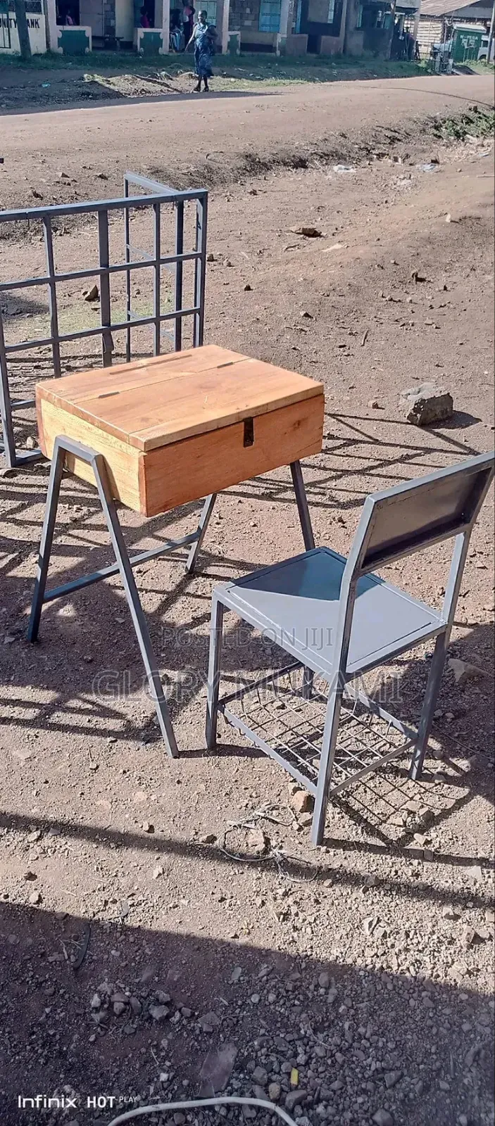 School Locker and Metallic Chair